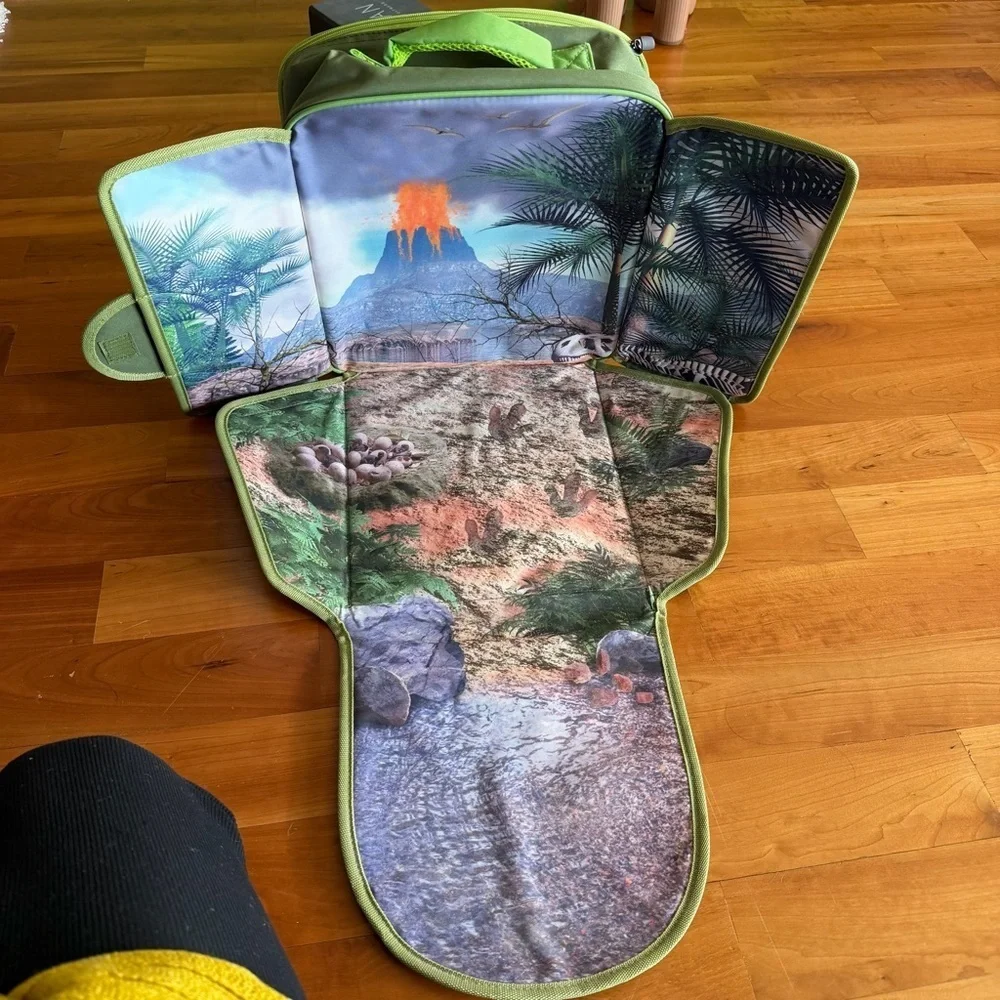 Lakeshore Scenic Dinosaur Fold Out Play Backpack like NEW green kids